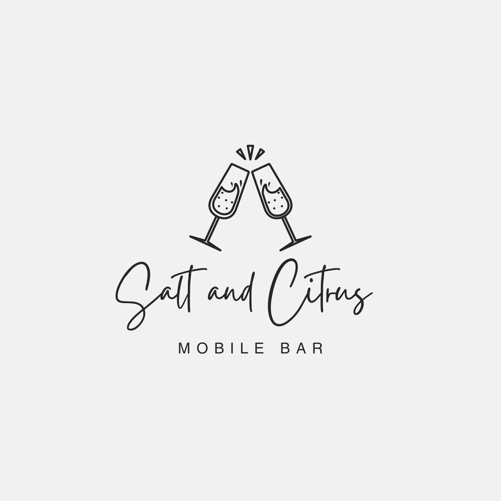 Salt and Citrus Mobile Bar logo, two champagne glasses toasting